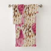 Stijlvolle Girly Roze Wit Goud Zebra Bad Handdoek (Insitu)