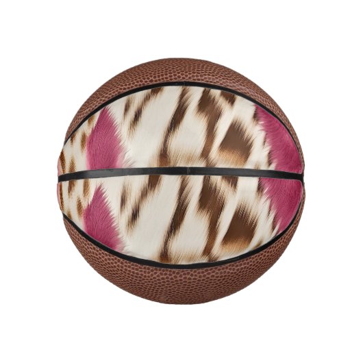 Stijlvolle Girly Roze Wit Goud Zebra Basketbal (Voorkant)
