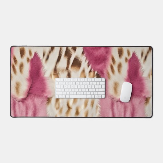 Stijlvolle Girly Roze Wit Goud Zebra Bureaumat (Keyboard & Muis)