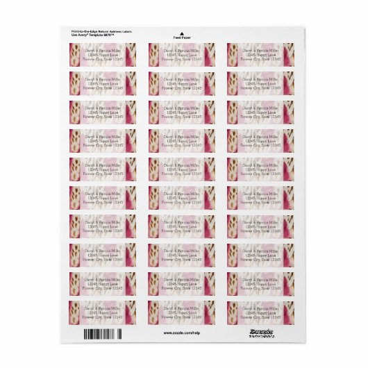 Stijlvolle Girly Roze Wit Goud Zebra Etiket (Full Sheet)