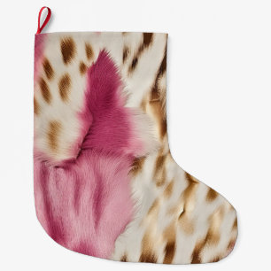 Stijlvolle Girly Roze Wit Goud Zebra Grote Kerstsok