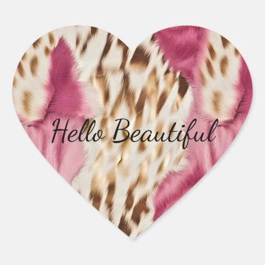 Stijlvolle Girly Roze Wit Goud Zebra Hart Sticker (Voorkant)