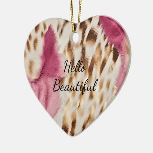Stijlvolle Girly Roze Wit Goud Zebra Keramisch Ornament (Links)