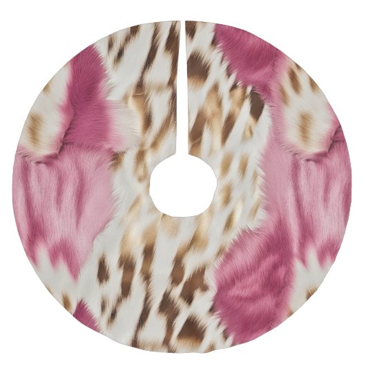 Stijlvolle Girly Roze Wit Goud Zebra Kerstboom Rok (Voorkant)
