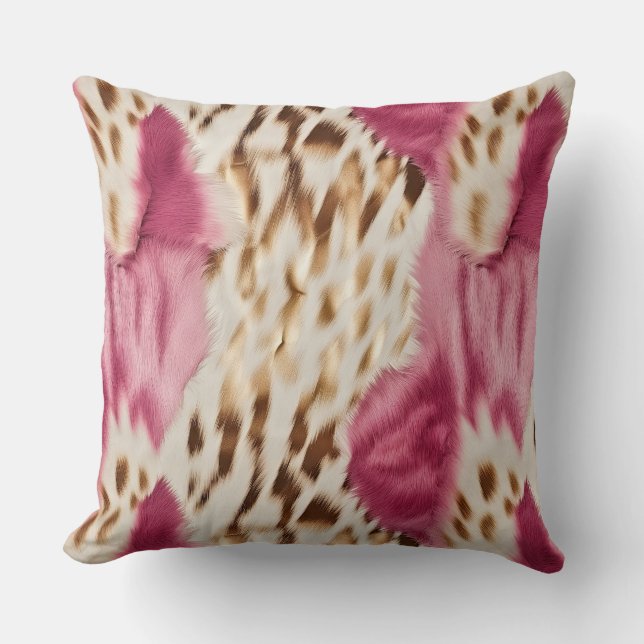 Stijlvolle Girly Roze Wit Goud Zebra Kussen (Voorkant)