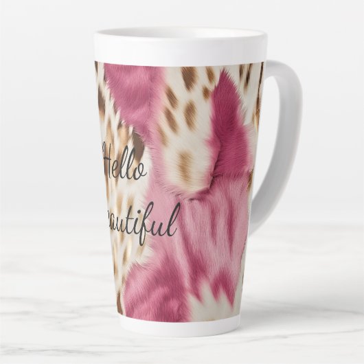 Stijlvolle Girly Roze Wit Goud Zebra Latte Mok (Rechterhoek)