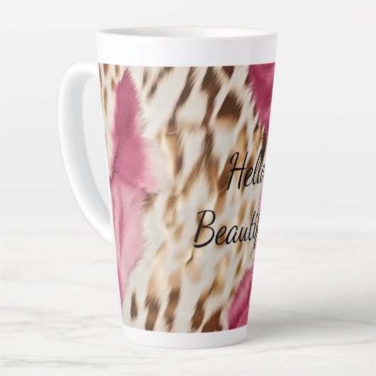 Stijlvolle Girly Roze Wit Goud Zebra Latte Mok (Linkerhoek)