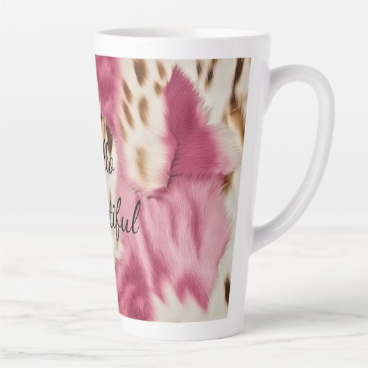 Stijlvolle Girly Roze Wit Goud Zebra Latte Mok (Rechts)