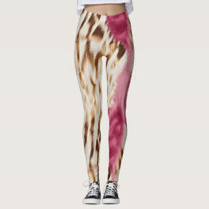 Stijlvolle Girly Roze Wit Goud Zebra Leggings