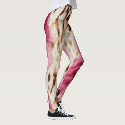 Stijlvolle Girly Roze Wit Goud Zebra Leggings (Rechts)