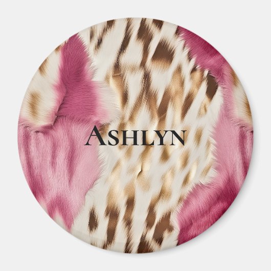 Stijlvolle Girly Roze Wit Goud Zebra Magneet (Voorkant)