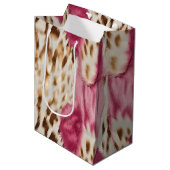Stijlvolle Girly Roze Wit Goud Zebra Medium Cadeauzakje (Voorkant Gekanteld)