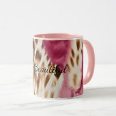 Stijlvolle Girly Roze Wit Goud Zebra Mok (Voorkant rechts)