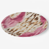 Stijlvolle Girly Roze Wit Goud Zebra Papieren Bordje (Gekanteld)