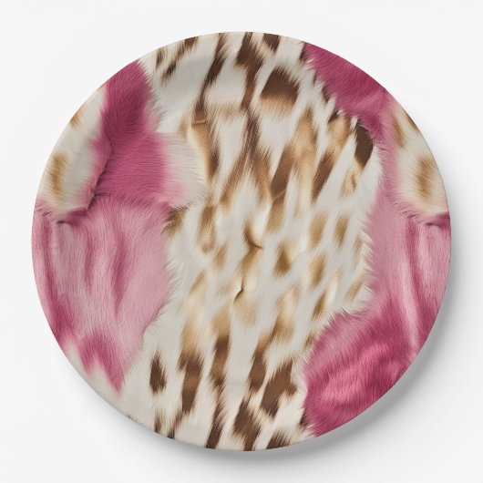 Stijlvolle Girly Roze Wit Goud Zebra Papieren Bordje (Voorkant)