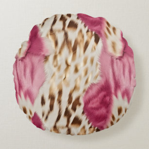 Stijlvolle Girly Roze Wit Goud Zebra Rond Kussen