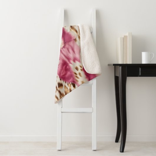 Stijlvolle Girly Roze Wit Goud Zebra Sherpa Deken (In situ)