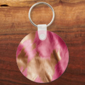 Stijlvolle Girly Roze Wit Goud Zebra Sleutelhanger (Achterkant)