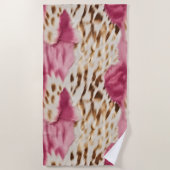 Stijlvolle Girly Roze Wit Goud Zebra Strandlaken (Voorkant)