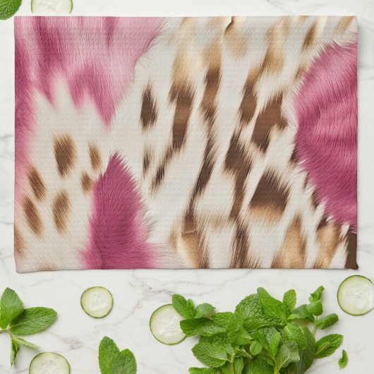 Stijlvolle Girly Roze Wit Goud Zebra Theedoek (Gevouwen)