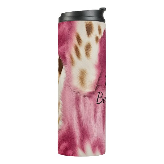 Stijlvolle Girly Roze Wit Goud Zebra Thermosbeker (Gedraaid links)