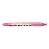 Stijlvolle Girly Roze Wit Goud Zebra Zwarte Inkt Pen (Achterkant)