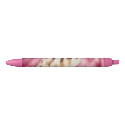 Stijlvolle Girly Roze Wit Goud Zebra Zwarte Inkt Pen (Voorkant)