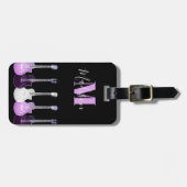 Stijlvolle gitaar roze en zwart monogram bagagelabel (Voorkant horizontaal)