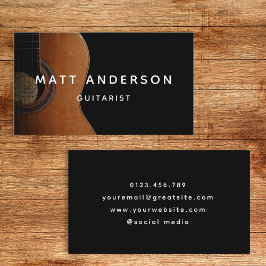 Stijlvolle gitaarmuzikant Minimal Black and White Visitekaartje