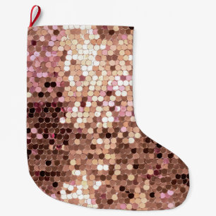 Stijlvolle Glam Roos Gold Blush Roze Confetti Grote Kerstsok