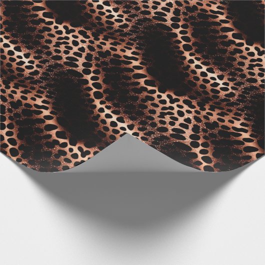Stijlvolle Glam Roos Gold Blush Roze Leopard Spark Cadeaupapier (Hoek)
