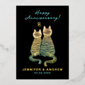 Stijlvolle Glam Schattige Jubileum Gradient Blue C Folie Uitnodiging (Voorkant)