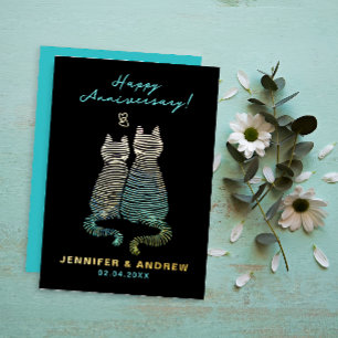 Stijlvolle Glam Schattige Jubileum Gradient Blue C Folie Uitnodiging