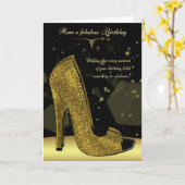 Stijlvolle Glamour Shoe Verjaardag Wenskaart Kaart (Gele Bloem)