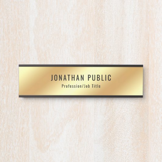 Stijlvolle Glamoureuze Faux Gold Moderne Sjabloon Deurbordje (Voorkant)
