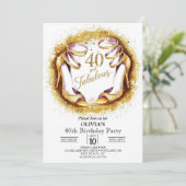 Stijlvolle Glitter Digitaal Goud 40e Verjaardag Kaart (Staand voorkant)