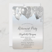 Stijlvolle Glitter Drift Balloons Silver Retiremen Kaart (Voorkant)
