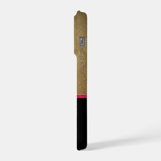 Stijlvolle Glitter Hiel, Lipstick & Monogram iPhone Hoesje (Linkerkant)