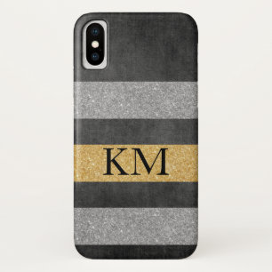 Stijlvolle glitter met monogram iPhone x hoesje