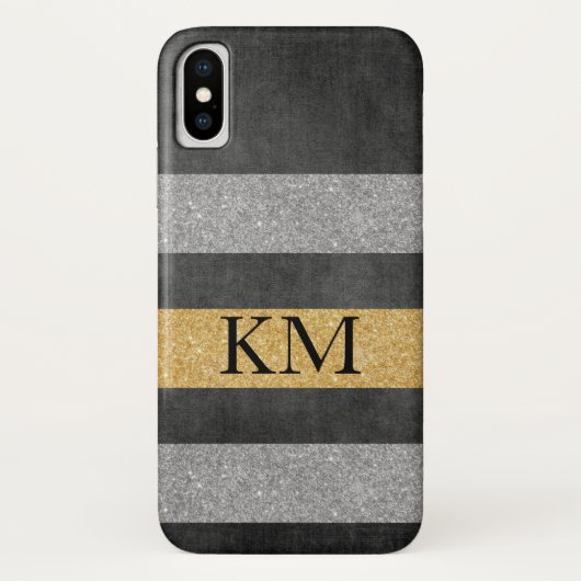 Stijlvolle glitter met monogram Case-Mate iPhone case (Achterkant)
