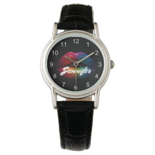 stijlvolle glitterslippen gepersonaliseerd stijlvo horloge