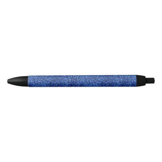 Stijlvolle Glitzy Blue Sequin Sparkles Zwarte Inkt Pen (Voorkant)