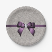 Stijlvolle Glitzy Sequins, Paarse Bow en lint Papieren Bordje (Voorkant)