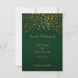 Stijlvolle Gold Confetti Stippen Donkergroen Save The Date