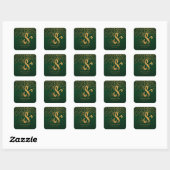 Stijlvolle Gold Confetti Stippen | Donkergroen Vierkante Sticker (Vel)
