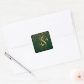 Stijlvolle Gold Confetti Stippen | Donkergroen Vierkante Sticker (Envelop)
