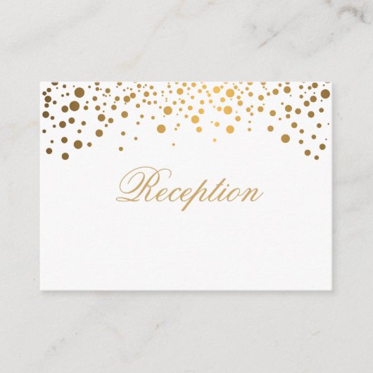 Stijlvolle Gold Confetti Stippen op wit Informatiekaartje (Voorkant)
