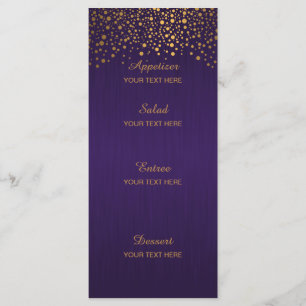 Stijlvolle Gold Confetti Stippen PAARS Menu