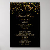 Stijlvolle Gold Confetti Stippen | Zwart - menu Ba Poster (Voorkant)