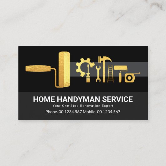 Stijlvolle Gold Handyman Tools Renovation Visitekaartje (Voorkant)